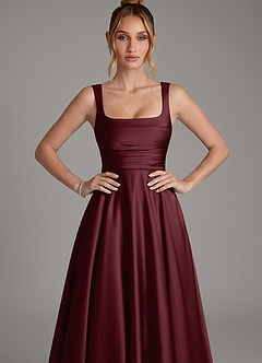 Azazie Azaria Vestidos de damas de honor Vestido Cabernet de Satén Elástico de Línea A con Corsé image6