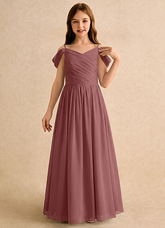 Azazie Chelo Girls Formal Flower Girl Klänningar Klä A-Linje i Chiffong Plisserad image5