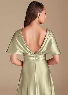 Azazie Pamela Brautjungfernkleider A-Linie Plissee Metallischer Satin Kleid Moosgrün image7