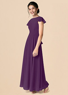 Azazie Payton Grape A-Line Bow Chiffon Dress image5