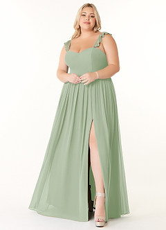 Azazie Metz Final Sale Dusty Sage A-Line Sweetheart Ruched Chiffon Dress image7