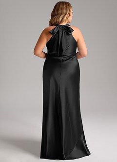 Azazie Doretta Bridesmaid Dresses Black Mermaid Bow Metallic Satin Dress image6