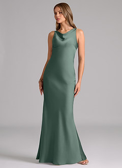 Azazie Allettie Bridesmaid Dresses Sea Moss Mermaid Stretch Satin Dress image5