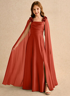 Azazie Rosita Girls Formal Flower Girl Klänningar Klä A-Line i Stretch Satin Plisserad image3