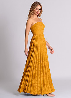 Azazie Mariana 신부 들러리 드레스 A라인 스트랩리스 플로럴 번아웃 바닥 길이 드레스 image6