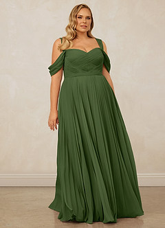 Christian Siriano Bridal for Azazie 1013 Bridesmaid Dresses Olive A-Line Off the Shoulder Chiffon Dress image10