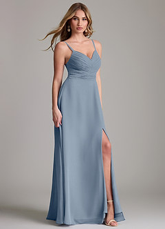 Azazie Terese Vestidos de damas de honor Vestido de Crepúsculo de Gasa de Corte en A con Plisado image3