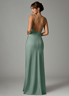 Azazie Stefania Abiti da Damigella Abito A-Line in Raso Elasticizzato Salvia Argentata image2