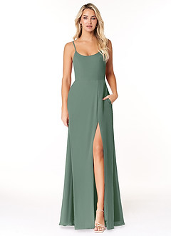 Azazie Moira Bridesmaid Dresses Eucalyptus A-Line Scoop Chiffon Dress image1