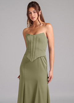 Azazie Ximena Bridesmaid Dresses Pistachio Mermaid Corset Stretch Satin Convertible Dress image8