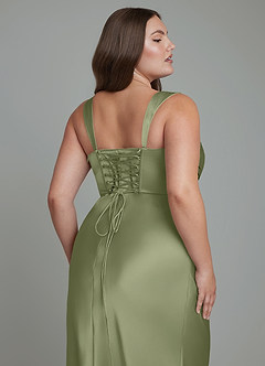 Azazie Agustina Bridesmaid Dresses Garden Sage Mermaid Corset Stretch Satin Dress image13