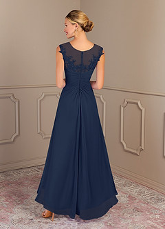 Azazie Endora Mother of the Bride Dresses Dark Navy A-Line Scoop Lace Chiffon Dress image4