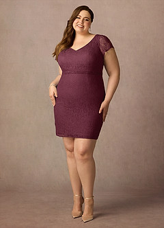 Azazie Lucilia Final Sale Cabernet Sheath Lace Dress image7