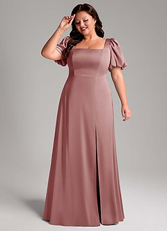 Azazie Fyona Bridesmaid Dresses Dusty Rose A-Line Pleated Stretch Satin Dress image11