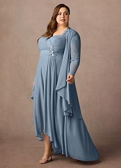 Azazie Anne Mother of the Bride Dresses Dusty Blue Sheath Sweetheart Sequins Lace Dress image13
