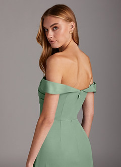 Azazie Mena Final Sale Agave A-Line Off the Shoulder Mesh Convertible Dress image6