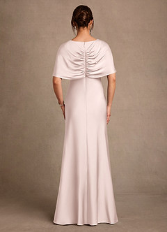 Azazie Dosia vestidos de madre de la novia Vestido Rosa Rubor de Satén Elástico de Corte Recto con Plisado image3