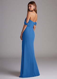 Azazie Saige Bridesmaid Dresses Blue Jay A-Line Off the Shoulder Chiffon Convertible Dress image8