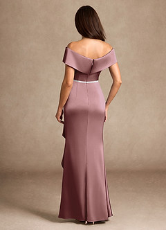 Azazie Dareia Mother of the Bride Dresses Vintage Mauve Mermaid Off the Shoulder Stretch Satin Dress image5