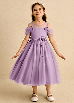 Azazie Juni Abiti da Ragazza di Fiori Abito Principessa in Tulle Plissettato Glicine image4