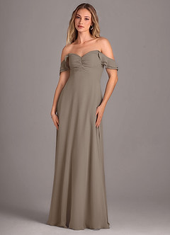 Azazie Kaylyn Bridesmaid Dresses Taupe A-Line Ruched Chiffon Dress image6