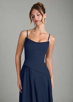 Azazie Gabriela Bridesmaid Dresses Dark Navy A-Line Corset Chiffon Dress image9
