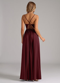 Azazie Aaida Brautjungfernkleider A-Linie Korsett Stretch-Satin Kleid Cabernetrot image6