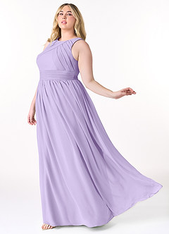 Azazie Harper Brautjungfernkleider A-Linie Plissee Chiffon Kleid Flieder image8