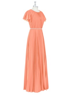 Azazie Kara Bescheidene Brautjungfernkleider A-Linie Plissee Chiffon Bodenlänge Kleid image9