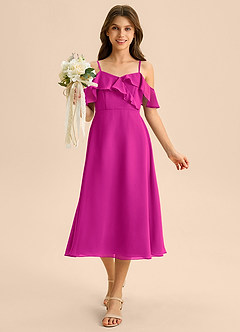 Azazie Kamilla Junior Klä av A-Line i Chiffong Av axeln image4