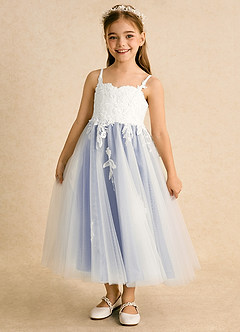 Azazie Coraline Sukienki dla dziewczynek sypiących kwiaty Linia A Koronka Sznurówka Długość kostki Sukienka image1