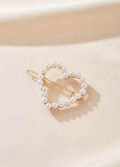 front Pearl Heart Barrette