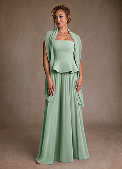 Azazie Josabeth Mère de la mariée Robes Robe Trapèze en Mousseline de soie Plissée Agave image4