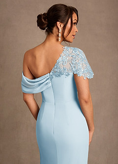 Azazie Sally Mère de la mariée Robes Robe Fourreau en Mousseline de soie Dentelle Bleu Ciel image5