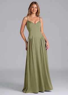 Azazie Kirby Bridesmaid Dresses Pistachio A-Line Stretch Satin Dress image3