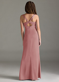 Azazie Mero Junior Dusty Rose Mermaid Pleated Stretch Satin Dress image5