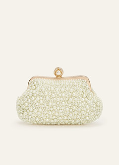 front Pearl Beaded Clutch Bag