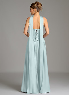 Azazie Ayla Bridesmaid Dresses Mist A-Line Corset Stretch Satin Dress image7