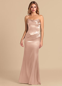 Azazie Sorrel Suknie dla druhen Syrena Gorset Metaliczny satynowy Do ziemi Sukienka image2