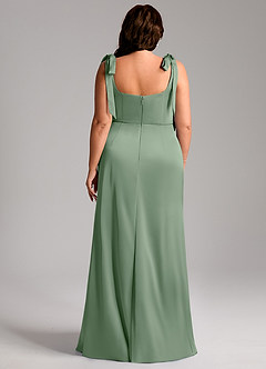 Azazie Frostine Brautjungfernkleider A-Linie Schleifen Stretch-Satin Kleid Matcha image13