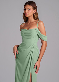 Azazie Johana Bridesmaid Dresses Matcha Mermaid Off the Shoulder Chiffon Convertible Dress image5
