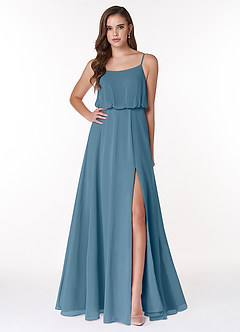 Azazie Lupe At-home Try On Dresses Amethyst A-Line Scoop Blouson Chiffon Dress image1