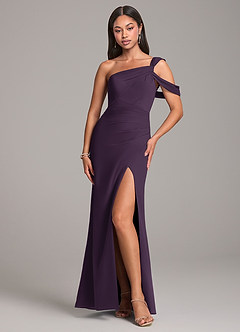 Azazie Wynter Final Sale Plum Sheath One Shoulder Chiffon Dress image1