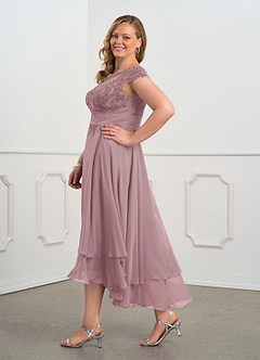 Azazie Shonda Mother of the Bride Dresses Dusty Rose Lace Chiffon Dress image10