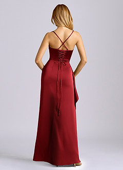 Azazie Sarai Brautjungfernkleider Etui Korsett Stretch-Satin Kleid Scharlachrot image5