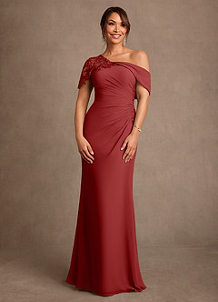 Azazie Sally Mother of the Bride Dresses Rust Sheath Lace Chiffon Dress image1