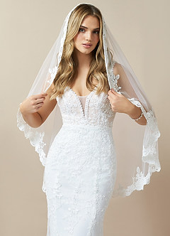 front Persila Lace Fingertip Veil