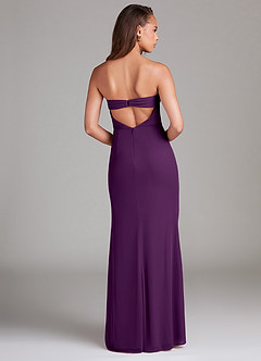 Azazie Leonis Bridesmaid Dresses Grape Sheath Strapless Mesh Convertible Dress image5