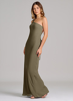 Azazie Monroe Suknie dla druhen Osłona Jedno ramię Szyfon Do ziemi Sukienka image4