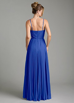 Azazie Teagan Robes de demoiselle d'honneur Robe Trapèze en Mousseline de soie Encolure en Forme de Cœur Bleu Roi image2